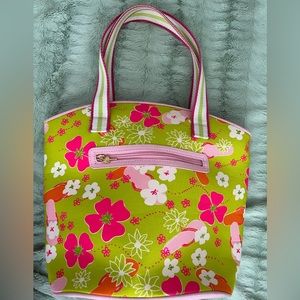 Lilly Pulitzer Vintage White Label Handbag Bag Purse Pink & Green